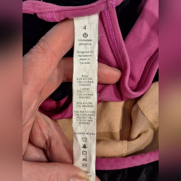 lululemon black pink top size 4 - Picture 3 of 4